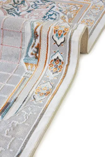 Lüks Halı Tipi Dokuma Seccade Gri - 4