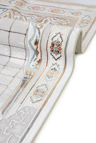 Lüks Halı Tipi Dokuma Seccade Krem - 4