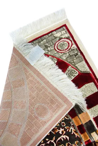 Lüks Seccade, Hediyelik Kadife Namazlık Kırmızı - ihvanonline (1)