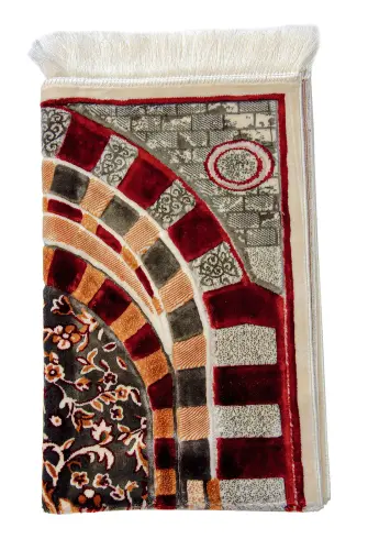 Lüks Seccade, Hediyelik Kadife Namazlık Kırmızı - 3