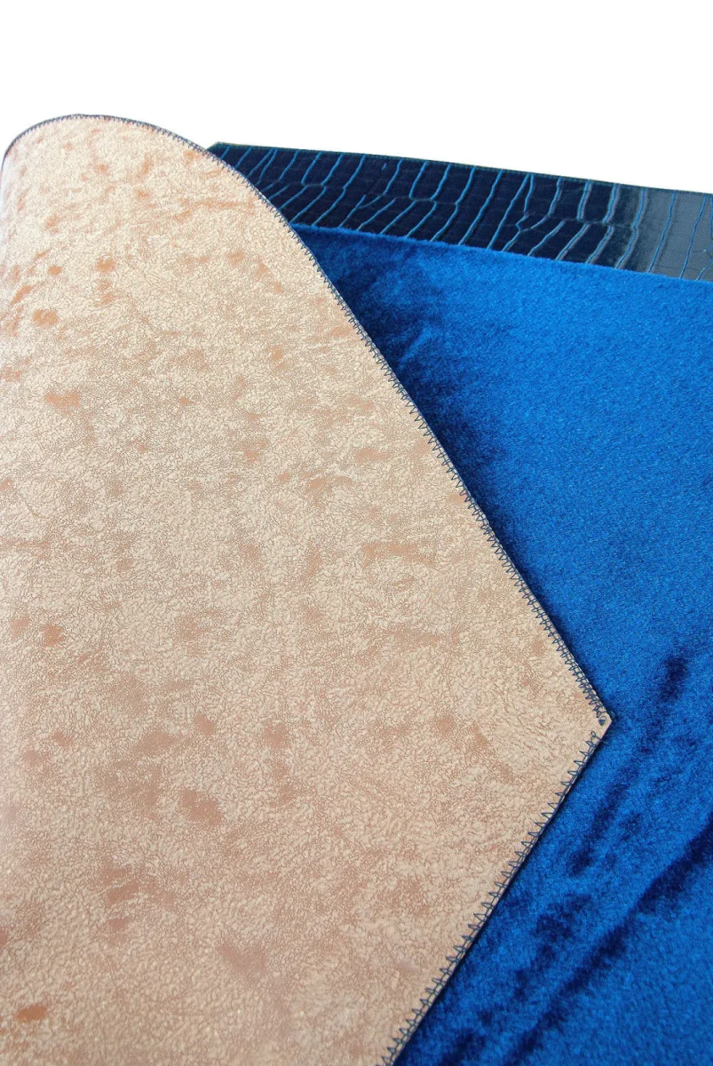 Lüks Deri Silindir Çantalı Peluş Seccade Lacivert - 3