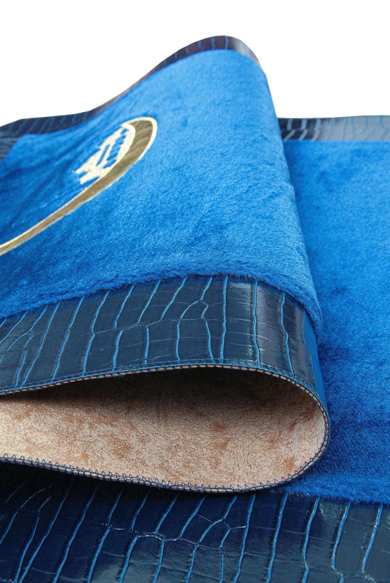 Lüks Deri Silindir Çantalı Peluş Seccade Lacivert - 4