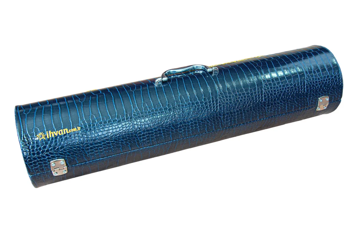 Lüks Deri Silindir Çantalı Peluş Seccade Lacivert - 7