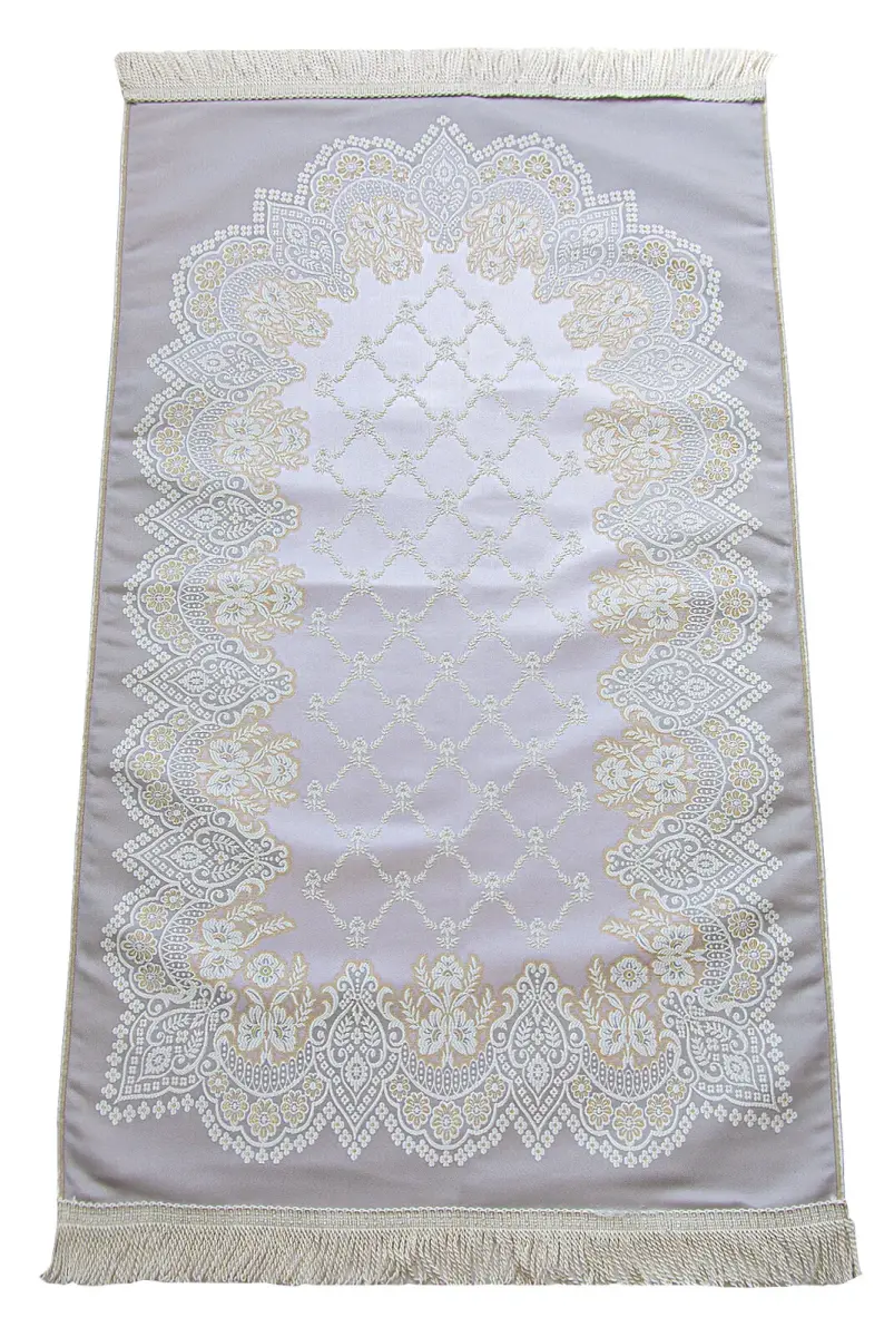 Lüks Desenli Astarlı Seccade Krem - 1