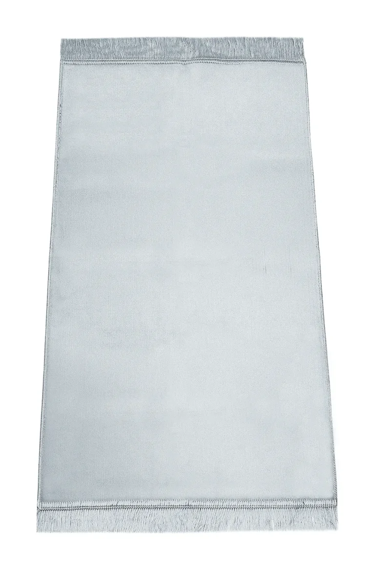 Lüks Düz Desensiz Kadife Velür Seccade Açık Gri - 1