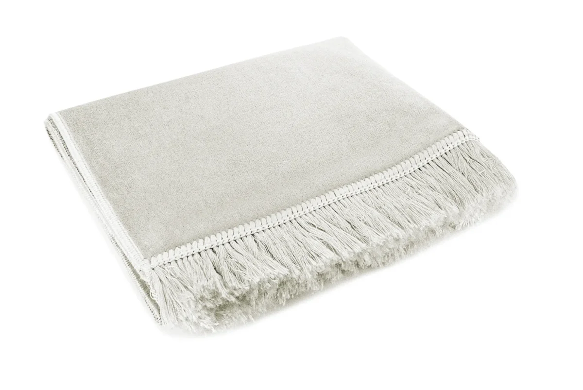 Lüks Düz Desensiz Kadife Velür Seccade Açık Krem - 2