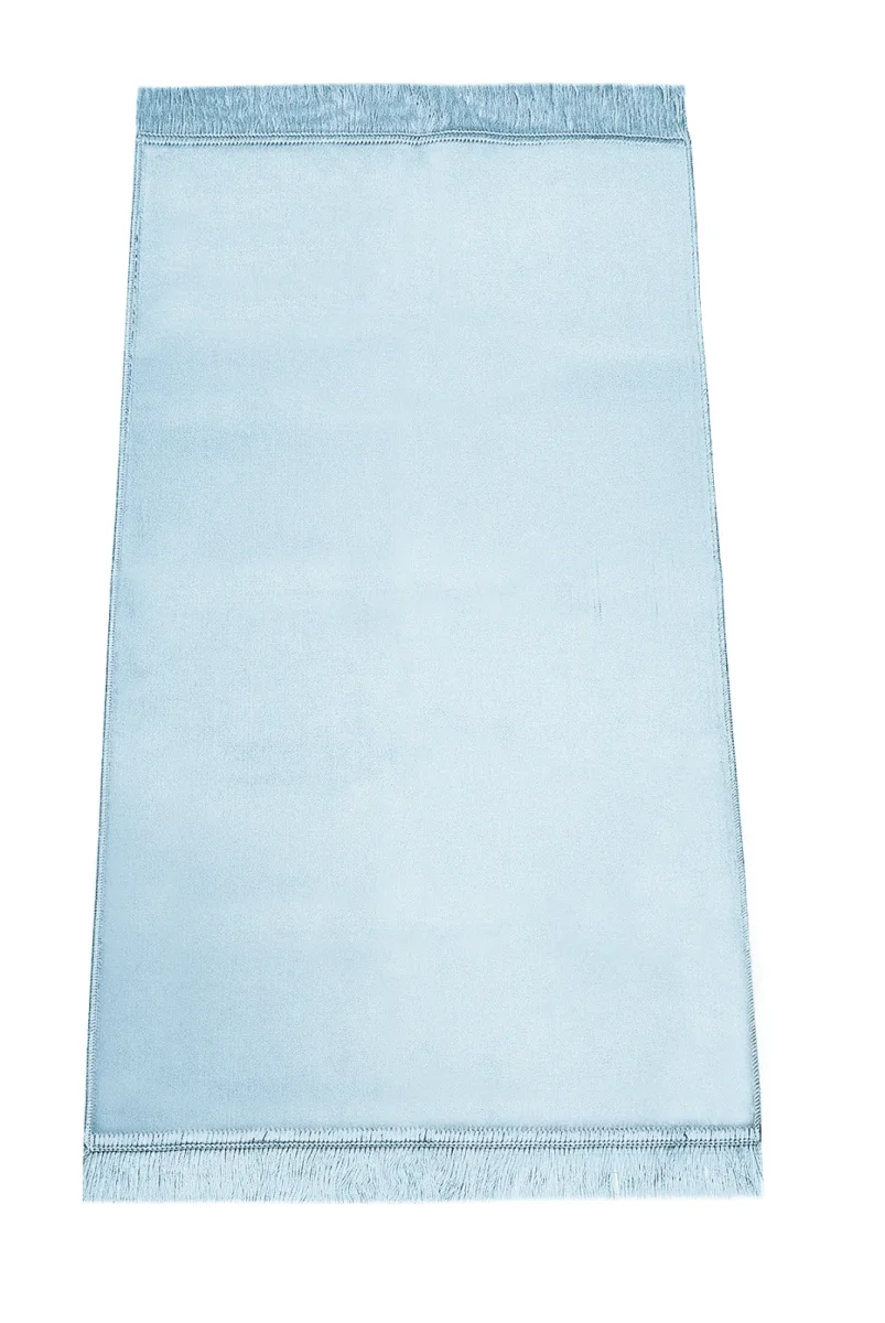 Lüks Düz Desensiz Kadife Velür Seccade Açık Mavi - 1