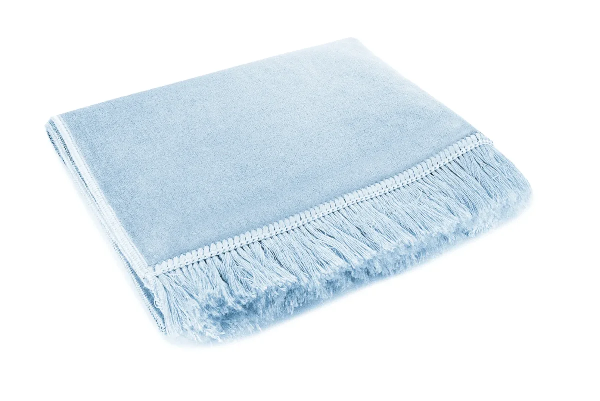 Lüks Düz Desensiz Kadife Velür Seccade Açık Mavi - 2