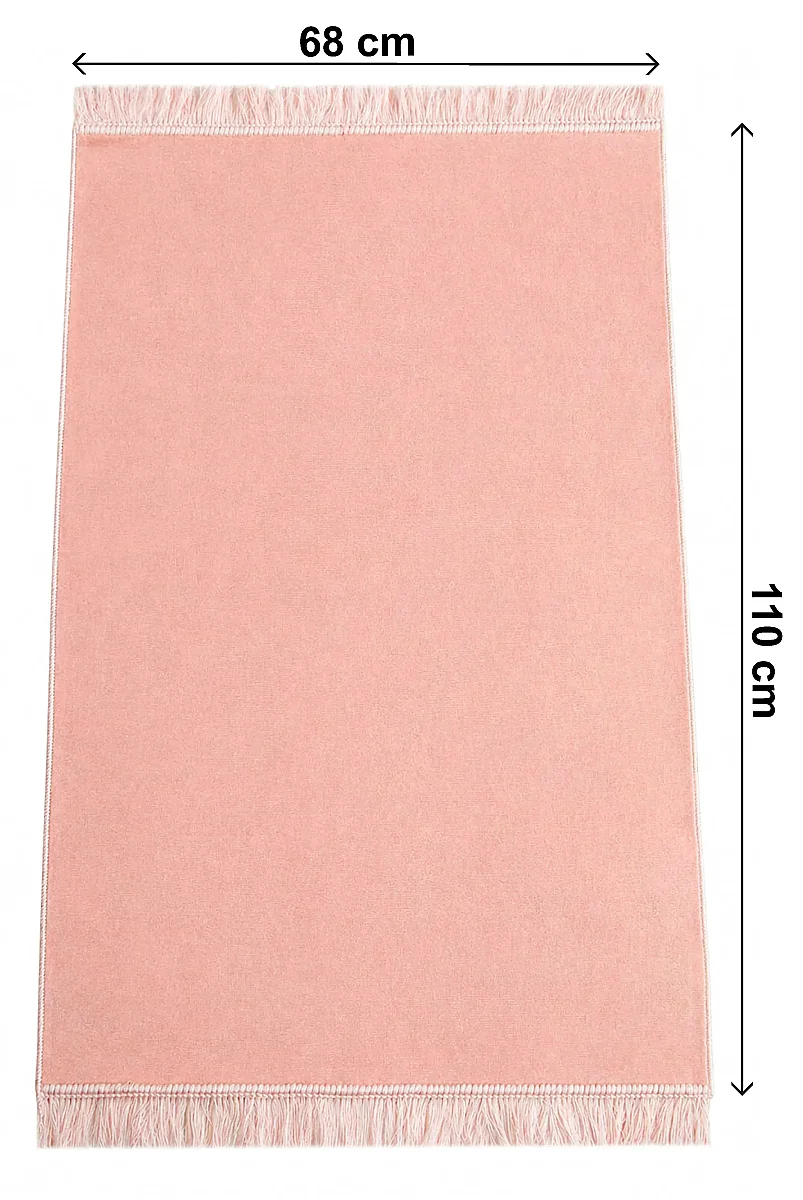 Lüks Düz Desensiz Kadife Velür Seccade – Açık Pembe - 3