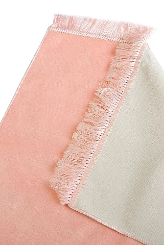 Lüks Düz Desensiz Kadife Velür Seccade – Açık Pembe - 4