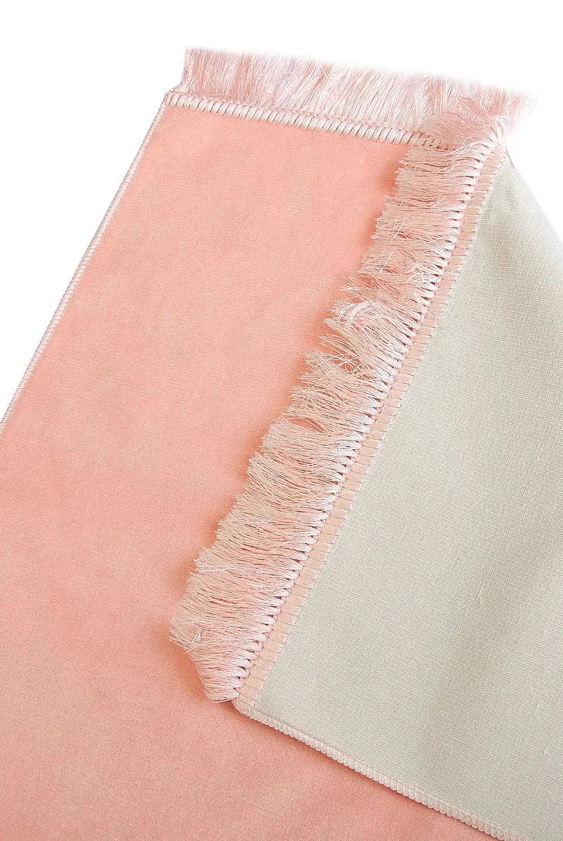 Lüks Düz Desensiz Kadife Velür Seccade – Açık Pembe - 4