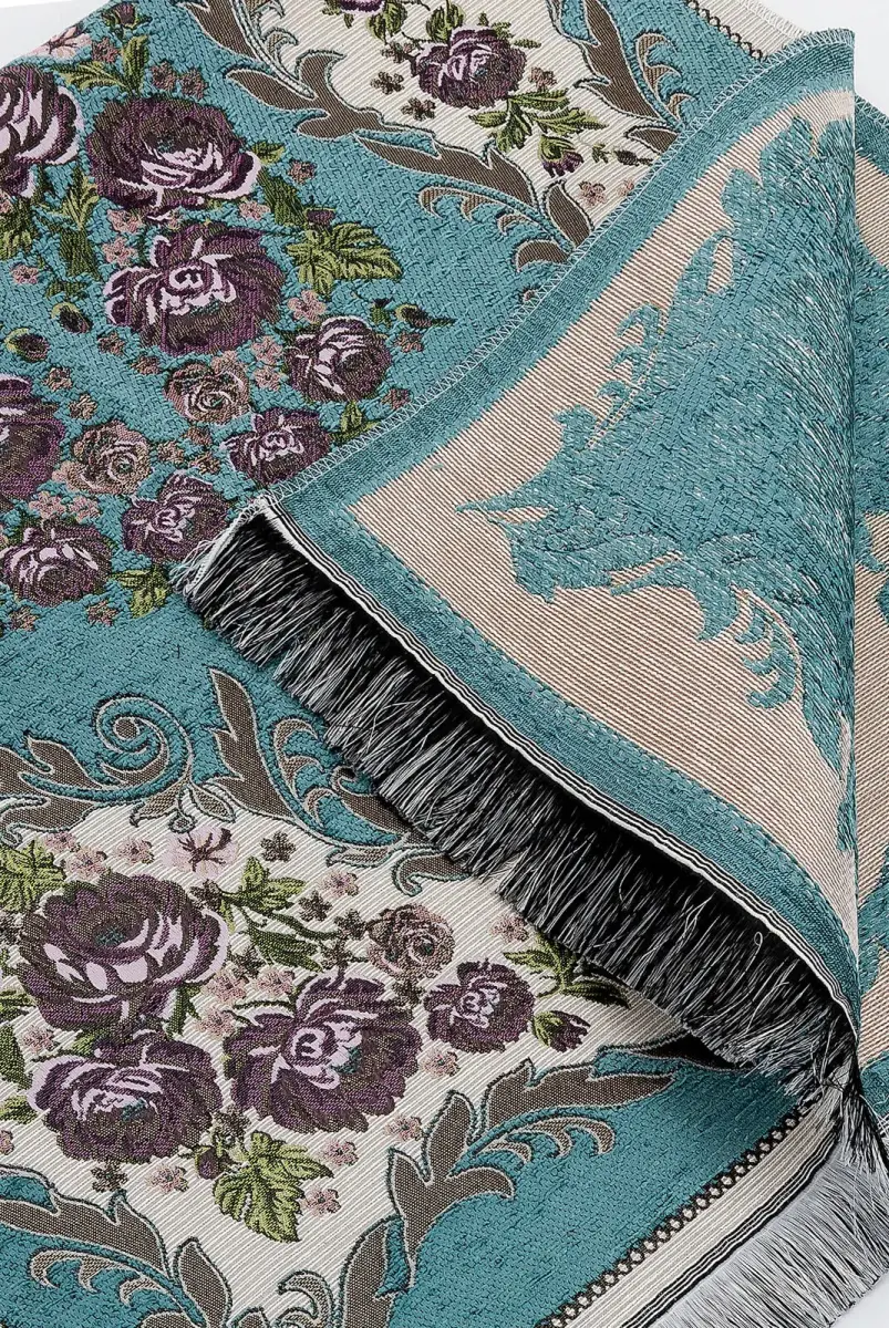 Lüks Gülce Şönil Seccade Petrol - 4