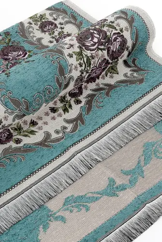 Lüks Gülce Şönil Seccade Petrol - 3