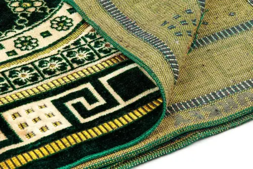 Lüks Kadife Şipinger Seccade Tesbih Hediyeli Yeşil - 3