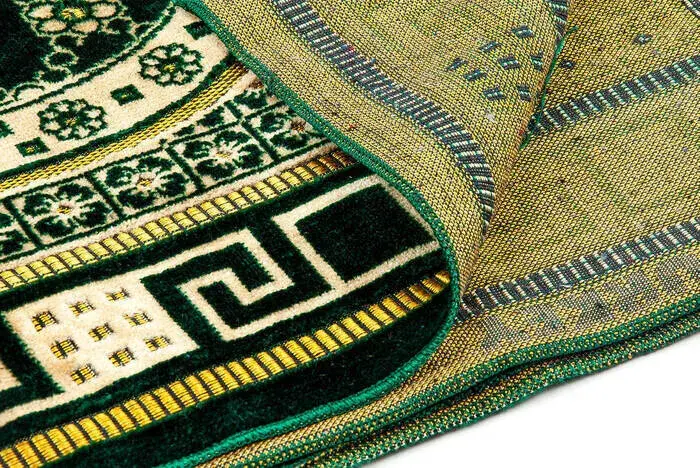 Lüks Kadife Şipinger Seccade Tesbih Hediyeli Yeşil - 3