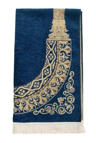 Lüks Mihrap Desenli Şönil Dokuma Seccade Mavi - 3