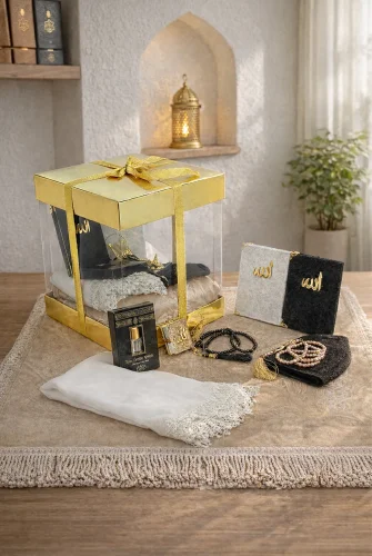 Lüks Özel PVC Kutu Hediyelik Çeyizlik İbadet Seti - Gold - 1