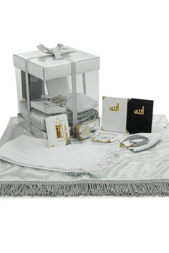 Lüks Özel PVC Kutu Hediyelik Çeyizlik İbadet Seti - Gümüş - ihvanonline (1)