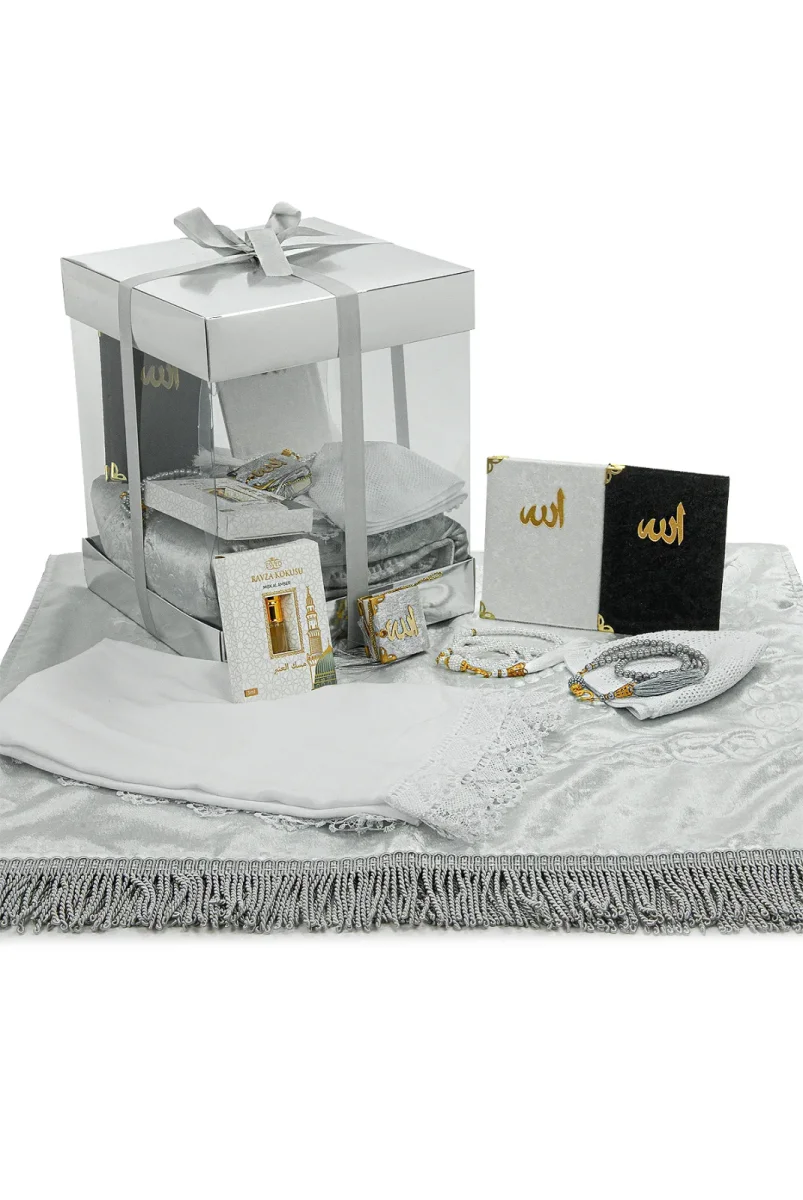 Lüks Özel PVC Kutu Hediyelik Çeyizlik İbadet Seti - Gümüş - 2
