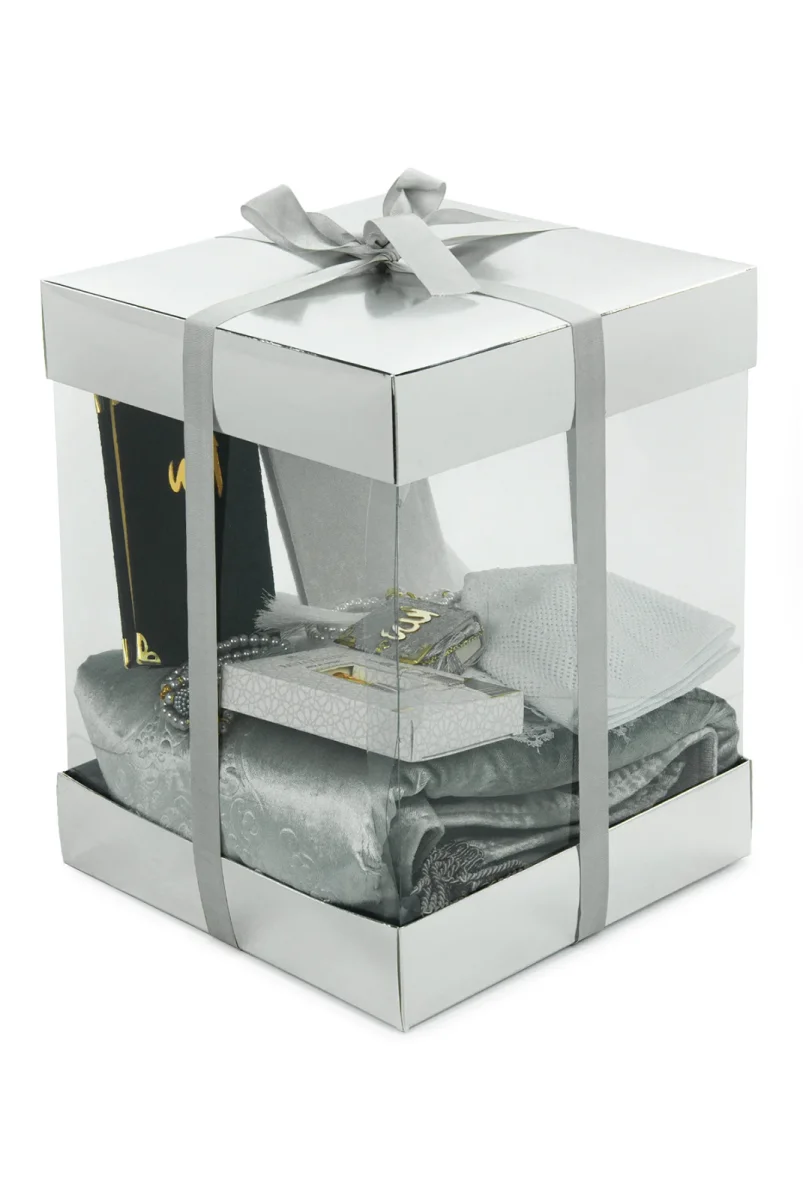 Lüks Özel PVC Kutu Hediyelik Çeyizlik İbadet Seti - Gümüş - 3