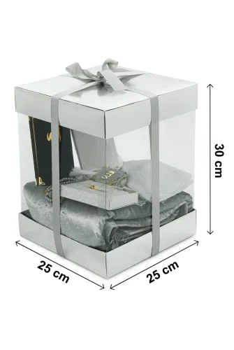 Lüks Özel PVC Kutu Hediyelik Çeyizlik İbadet Seti - Gümüş - 7