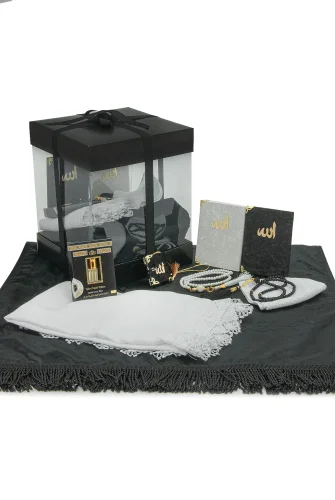 Lüks Özel PVC Kutu Hediyelik Çeyizlik İbadet Seti - Siyah - 4