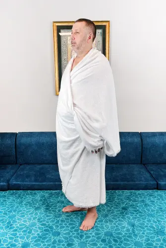 Lüks Pamuk Hac Umre İçin Erkek İhram, Yumuşak, Dikişsiz, 1250gr. Kemer Hediyeli Kutulu Set (CVZ) - 8