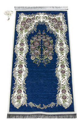 Lux Gulce Chenille Prayer Rug Navy Blue - 1