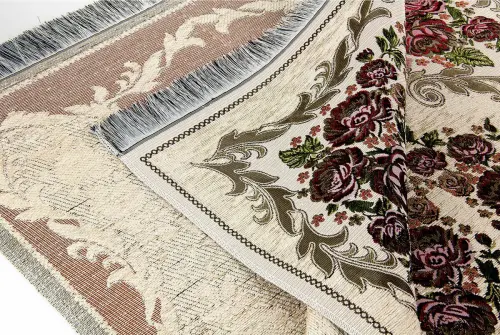 Luxurious Gülce Chenille Prayer Rug Cream Rosary with Gift - 2
