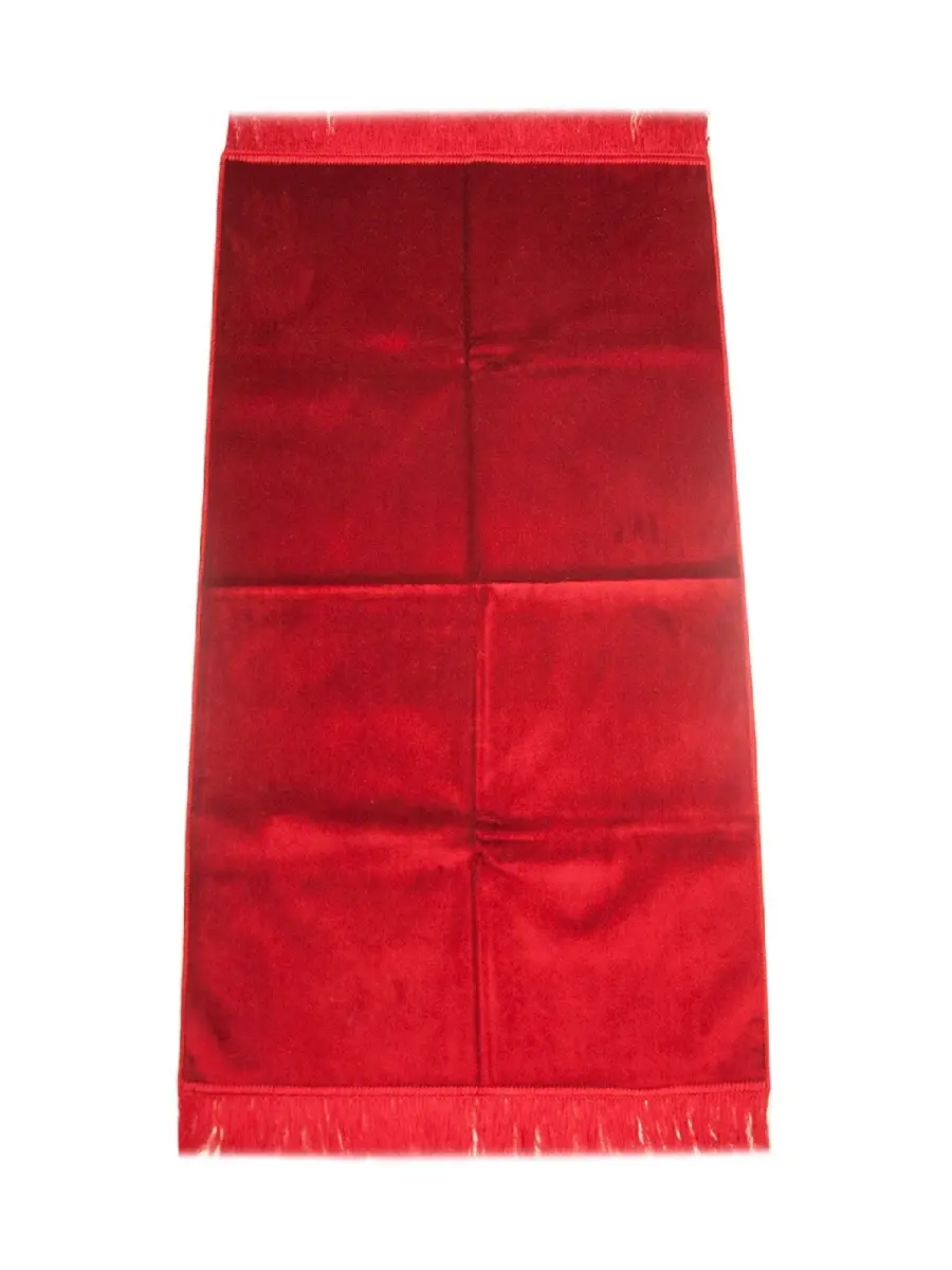 Luxurious Irregularly Patterned Velvet Velor Prayer Rug - Claret Red - 1