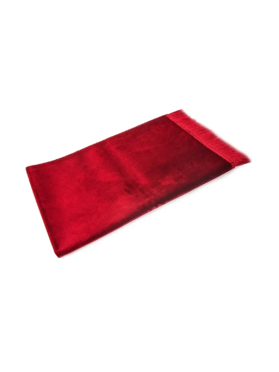 Luxurious Irregularly Patterned Velvet Velor Prayer Rug - Claret Red - 2