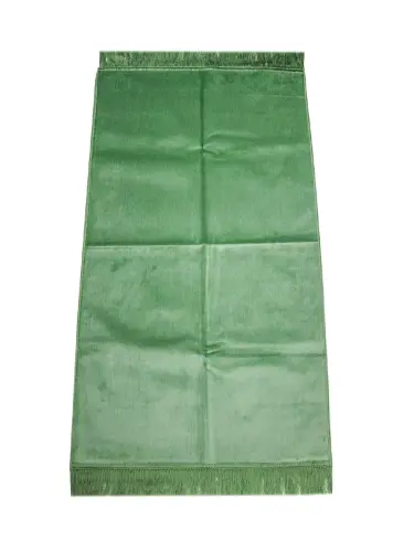 Luxurious Irregularly Patterned Velvet Velor Prayer Rug - Green - 1