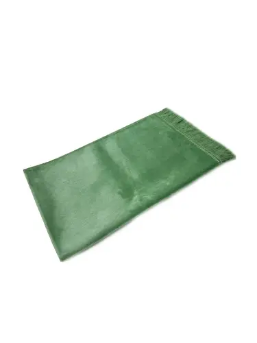 Luxurious Irregularly Patterned Velvet Velor Prayer Rug - Green - 2
