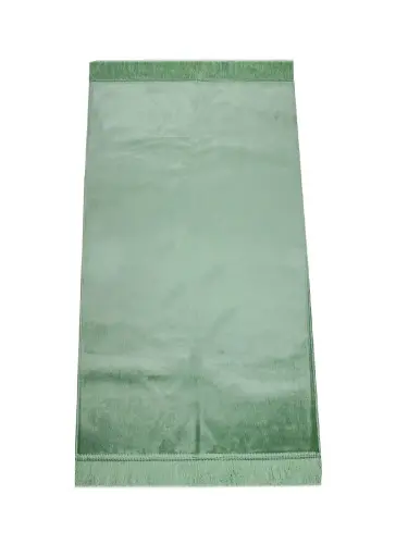 Luxurious Irregularly Patterned Velvet Velor Prayer Rug - Green - 3