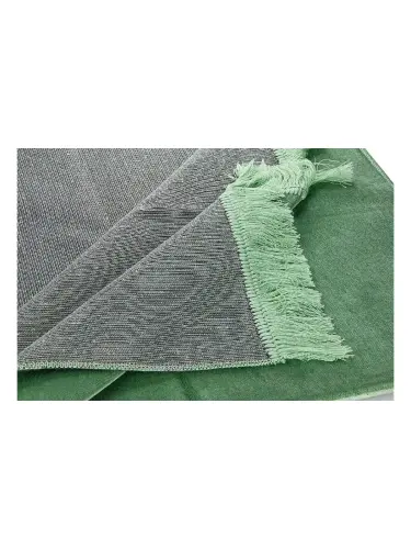Luxurious Irregularly Patterned Velvet Velor Prayer Rug - Green - 4