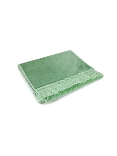 Luxurious Irregularly Patterned Velvet Velor Prayer Rug - Green - 5