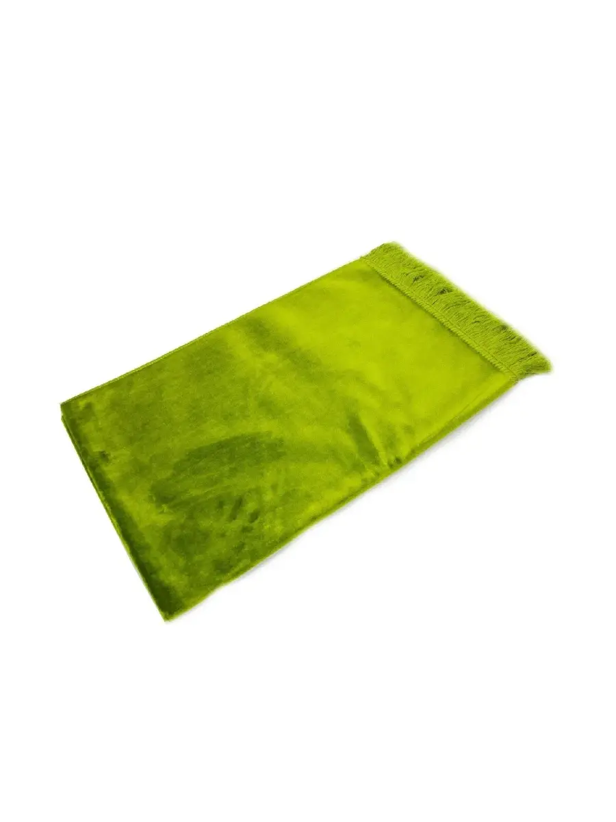 Luxurious Irregularly Patterned Velvet Velor Prayer Rug - Light Green - 2
