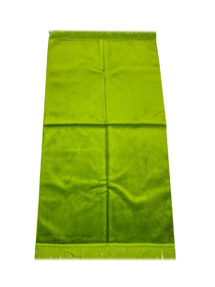 Luxurious Irregularly Patterned Velvet Velor Prayer Rug - Light Green - 1