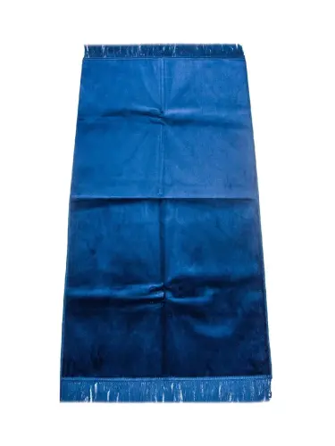 Luxurious Irregularly Patterned Velvet Velor Prayer Rug - Navy Blue - 1