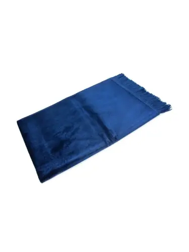 Luxurious Irregularly Patterned Velvet Velor Prayer Rug - Navy Blue - 2