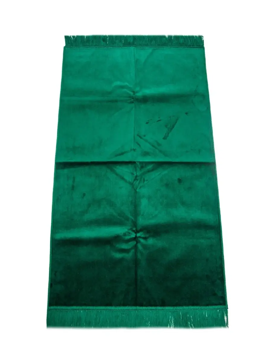 Luxurious Irregularly Patterned Velvet Velor Prayer Rug Dark Green - 1