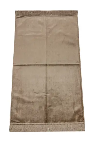 Luxurious Irregularly Patterned Velvet Velor Prayer Rug Light Brown - 1