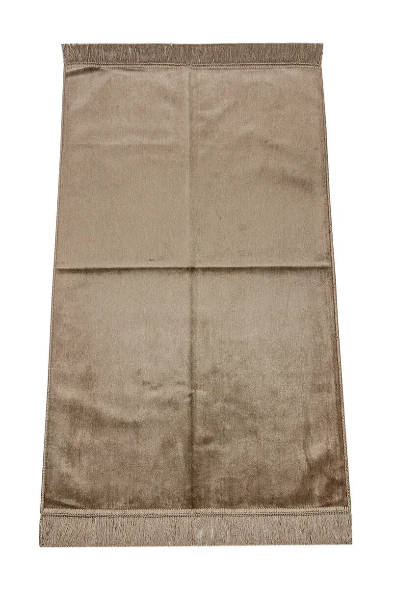 Luxurious Irregularly Patterned Velvet Velor Prayer Rug Light Brown - 1