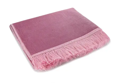Luxurious Irregularly Patterned Velvet Velor Prayer Rug Pink - İhvan (1)