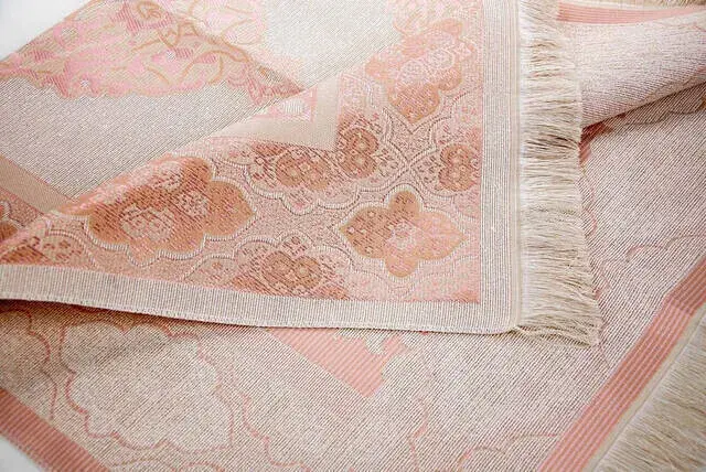 Luxurious Light Color Ottoman Taffeta Prayer Rug - 0210 - Pink Color - 3