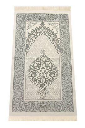 Luxurious Light Color Ottoman Taffeta Prayer Rug - 0210 Gray - 1