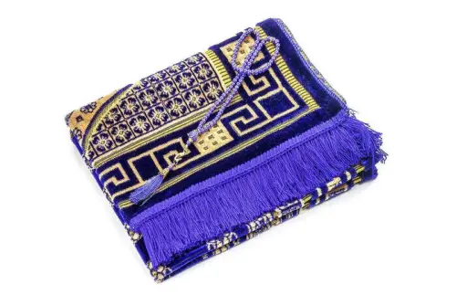 Luxurious Velvet Şipinger Prayer Rug Rosary with Gift Purple - İhvan (1)
