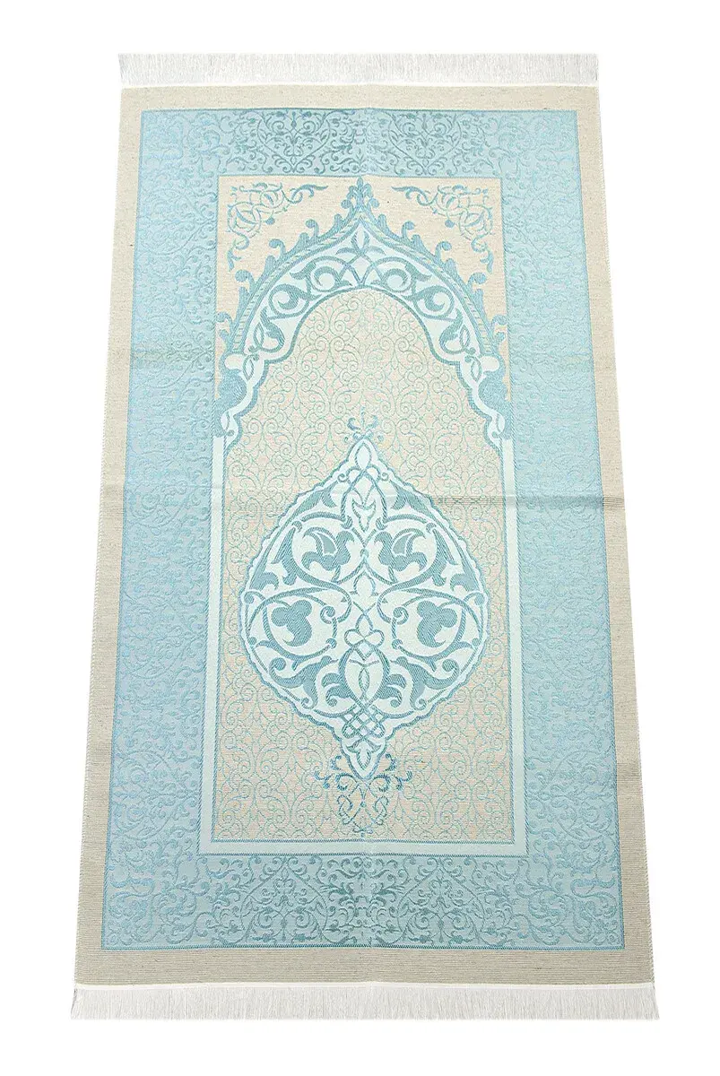Luxury Light Color Ottoman Taffeta Prayer Rug Turquoise Color - 1