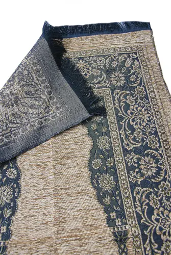 Luxury Mihrab Thick Velvet Prayer Rug Dark Cream - İhvan (1)