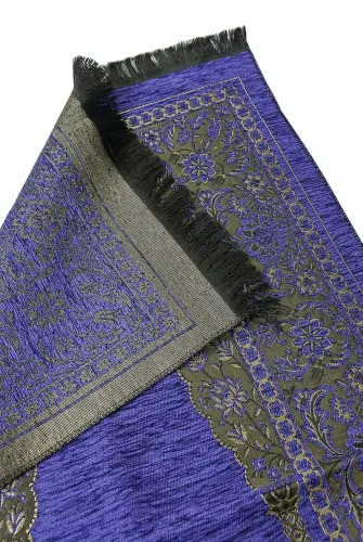 Luxury Mihrab Thick Velvet Prayer Rug Dark Purple - İhvan (1)